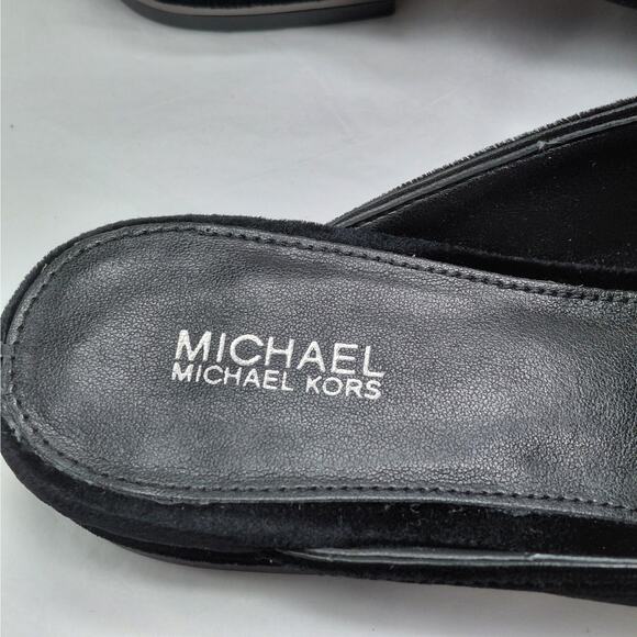 MICHAEL Michael Kors Womens Velvet Mules Size 6.5 Black Crystal Slide Glam - Picture 5 of 10